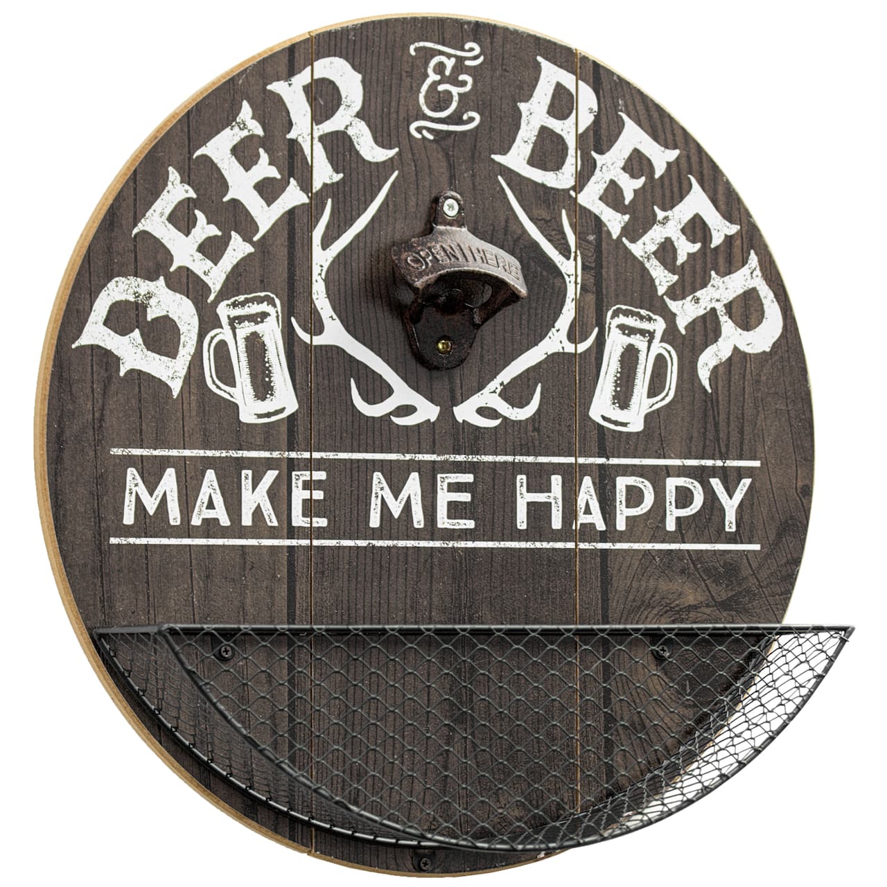 Deer & Beer Bottle Opener & Cap Catcher Wall Décor